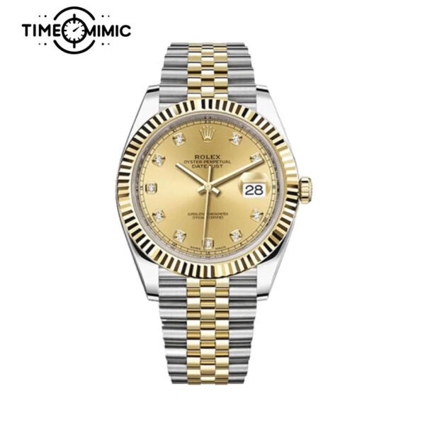 Supper replica Rolex Datejust 126333-41mm Gold Diamond Dial Fake Watches clone