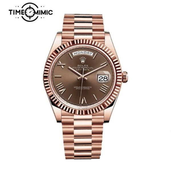 Super replica Rolex Day-Date 228235-40mm Brown Dial Fake Watches clone