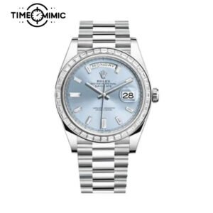 Supper replica Rolex Day-Date Diamond 228396TBR-40mm ice-blue Dial Fake Watches clone