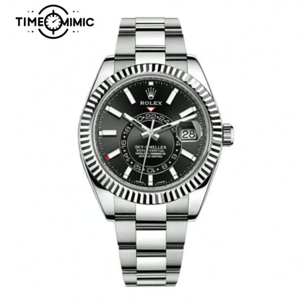 Supper replica Rolex Sky-Dweller 326934-42mm Black Dial Fake Watches clone