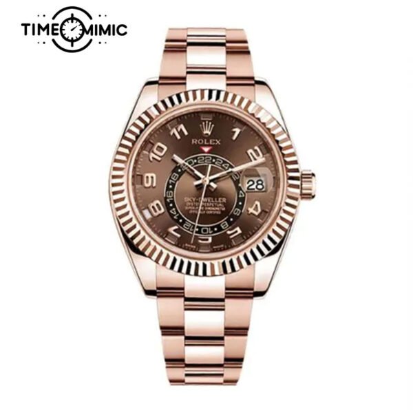 Supper replica Rolex Sky-Dweller 326935-42mm brown Dial Fake Watches clone