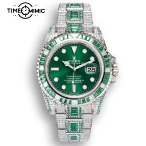 Supper Replica Rolex Submariner Green Diamond Iced Out 180389 41mm Fake Watches clone