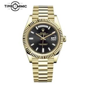 Supper replica Rolex Day-Date 228238-40mm Black Dial Fake Watches clone