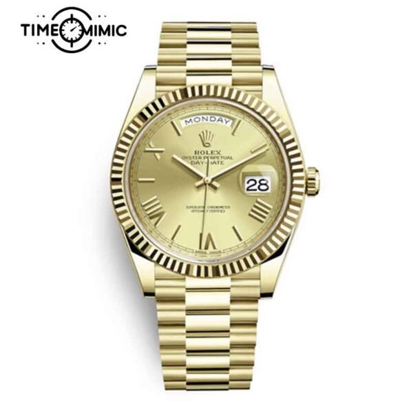 Supper replica Rolex Day-Date 228238-40mm Gold dial Fake Watches clone