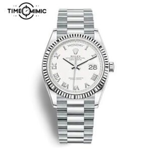 Supper replica Rolex Day-Date 128236-36mm White Dial Fake Watches clone