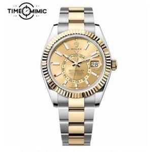 Supper replica Rolex Sky-Dweller 336933-42mm Gold Dial Fake Watches clone
