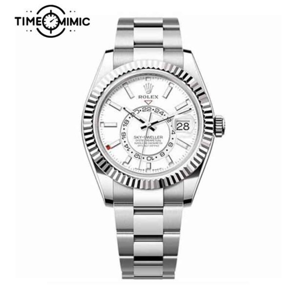 Supper replica Rolex Sky-Dweller 336934-42mm White Dial Fake Watches clone