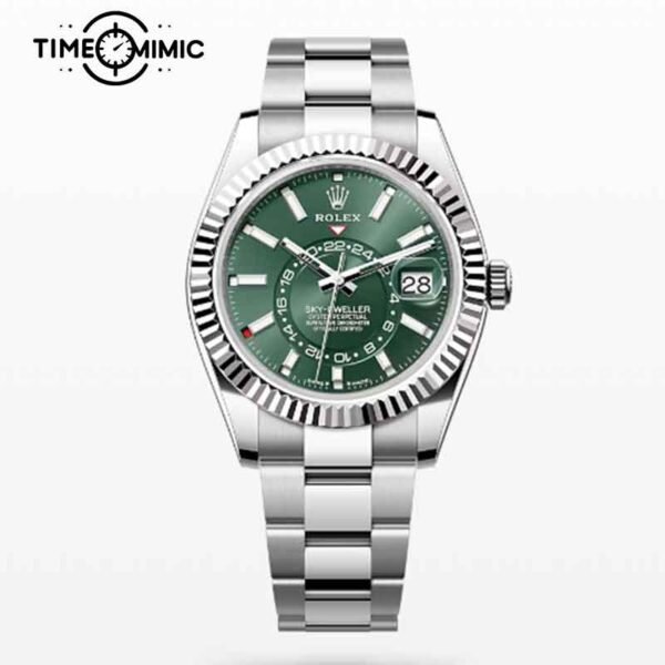Supper replica Rolex Sky-Dweller 336934-42mm Green Dial Fake Watches clone