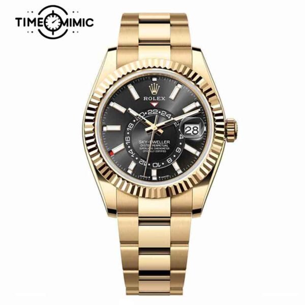 Supper replica Rolex Sky-Dweller 336938-42mm Black Dial Fake Watches clone