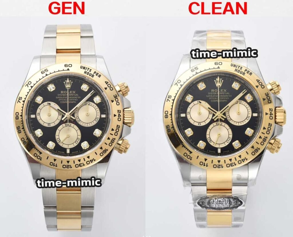 Genuine vs Replica: Clean Factory Rolex Daytona 126503 Two-Tone Diamond Markers 4131 Appearance comparison