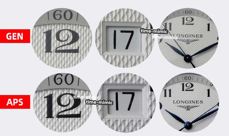 APS Factory Longines Master Collection L2.708.4.78.6 Replica vs. Genuine – Arabic Numerals, Date Window And Hands Comparison