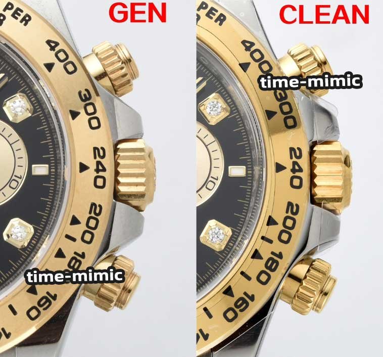 Genuine vs Replica: Clean Factory Rolex Daytona 126503 Two-Tone Diamond Markers 4131 Bezel comparison