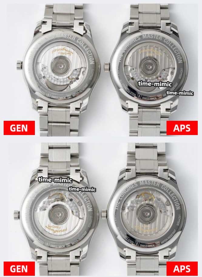 APS Factory Longines Master Collection L2.708.4.78.6 Replica vs. Genuine – Case back comparison