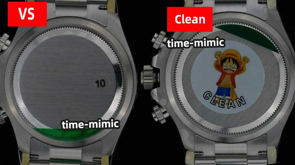 Rolex Daytona M126500LN VS Factory (Dandong 4131)vs. CLEAN Factory (Shanghai 4131):Case bottom comparison