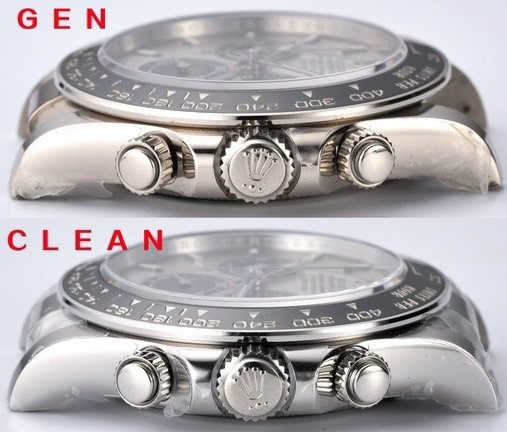 Clean Factory Rolex Cosmograph Daytona m126519ln Cement Grey 4131 Movement Replica watch vs Genuine:Case comparison (1)