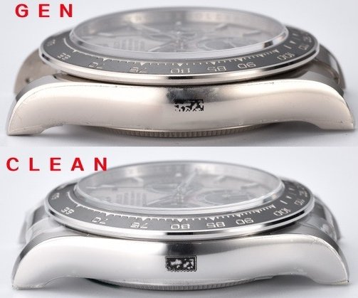 Clean Factory Rolex Cosmograph Daytona m126519ln Cement Grey 4131 Movement Replica watch vs Genuine:Case comparison (3)