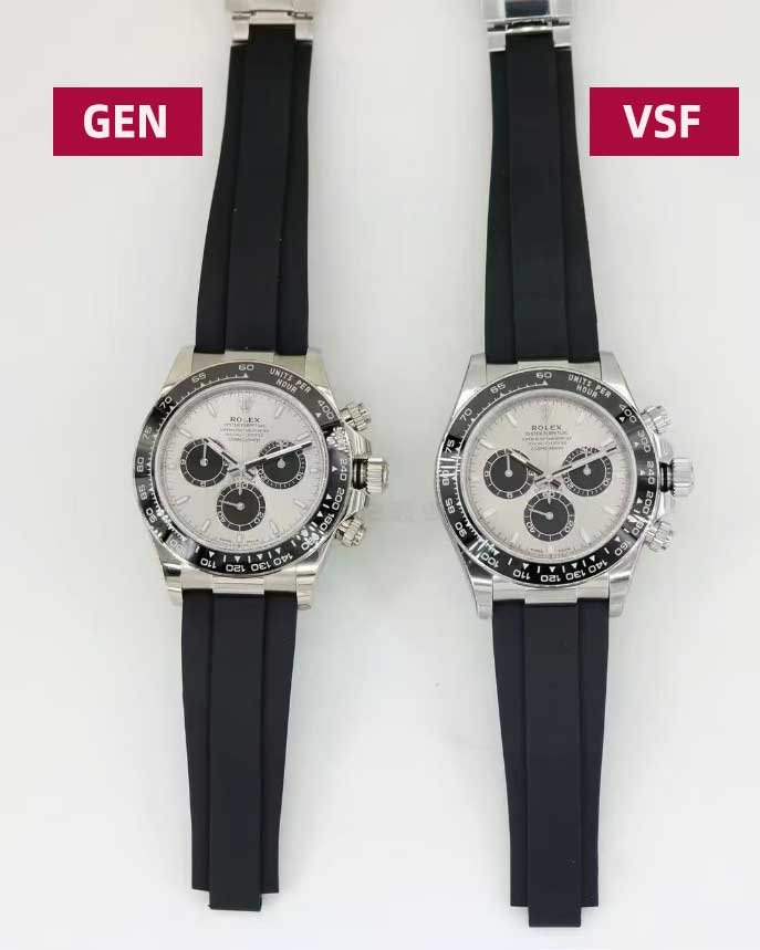 VS Factory Weighted Grey Oysterflex Daytona (m126519ln) vs. Genuine Rolex: Compare pictures