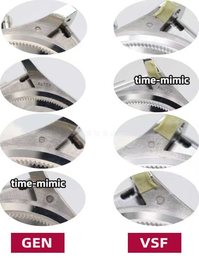 VS Factory Weighted Grey Oysterflex Daytona (m126519ln) vs. Genuine Rolex: Comparison pictures of engraving on the back of watches