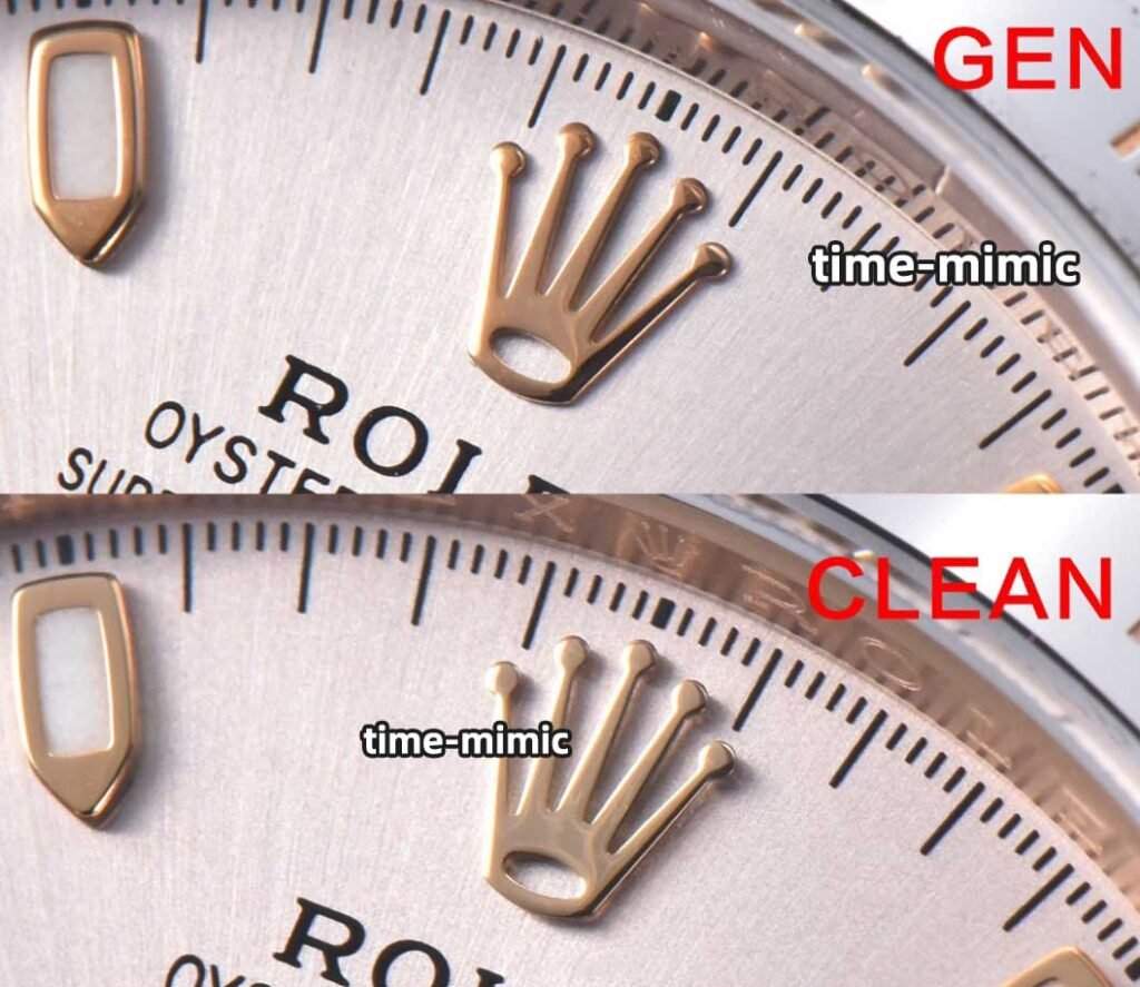 Clean Factory Rolex Daytona M116505 Rose Gold vs Genuineļ¼Dial 12 00 Crown details comparison