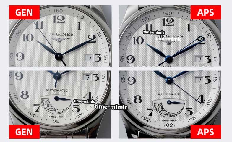 APS Factory Longines Master Collection L2.708.4.78.6 Replica vs. Genuine – Dial Details Comparison
