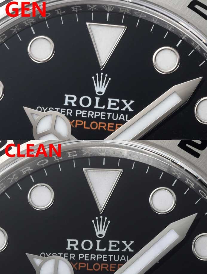 Clean Factory Rolex Explorer II 226570 Black Dial Review vs. Genuine Dial Font Comparison picture