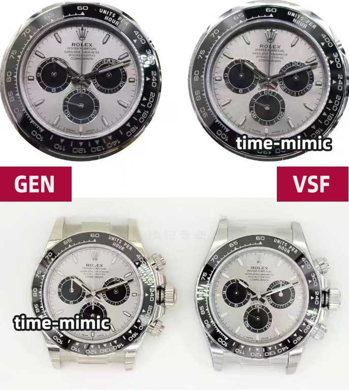 VS Factory Weighted Grey Oysterflex Daytona (m126519ln) vs. Genuine Rolex:Dial comparison pictures