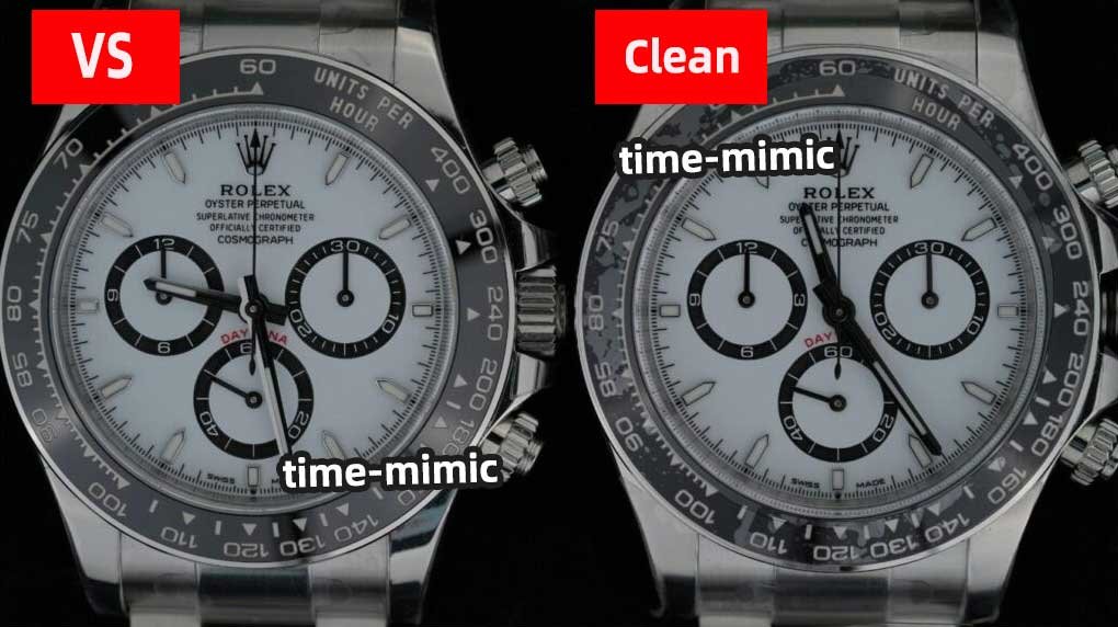 Rolex Daytona M126500LN-0001 Panda VS Factory (Dandong 4131)vs. CLEAN Factory (Shanghai 4131):Frontal comparison