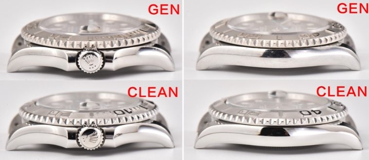 Clean Factory Rolex Yacht-Master 126622 (Shanghai 3235 Upgrade) vs. Genuine: Left And Right Sides Case Comparison