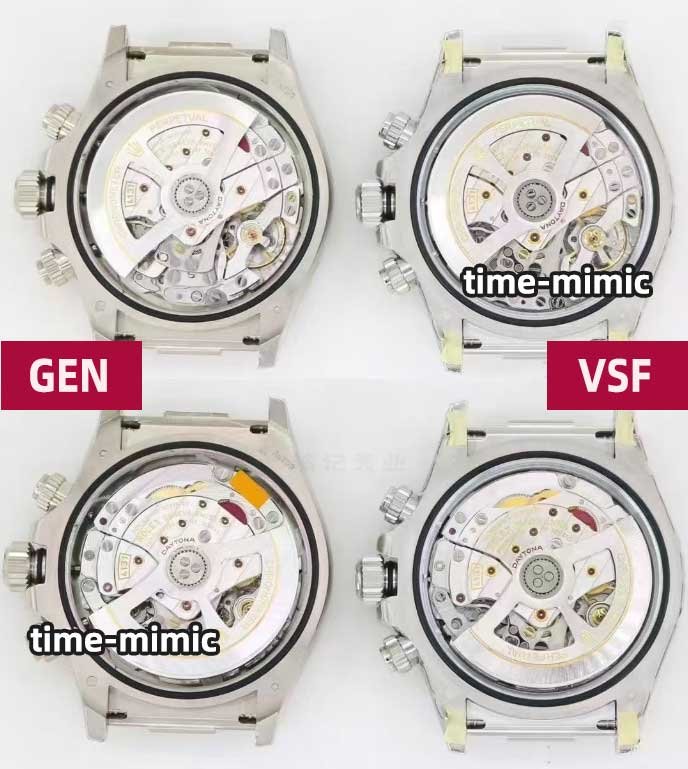 VS Factory Weighted Grey Oysterflex Daytona (m126519ln) vs. Genuine Rolex: Movement structure comparison pictures