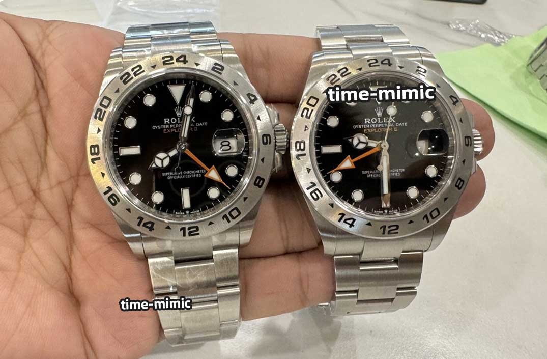 Clean Factory Rolex Explorer II 226570 Black Dial Review vs. Genuine Natural Light Comparison picture