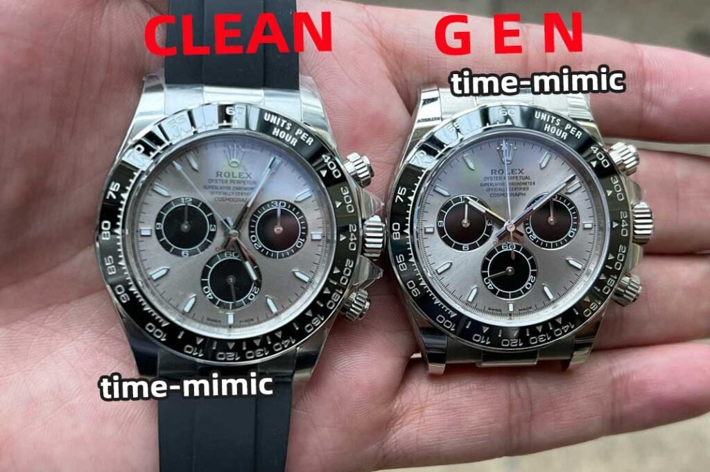 Clean Factory Rolex Cosmograph Daytona m126519ln Cement Grey 4131 Movement Replica watch vs Genuine:Natural light comparison shots(3)