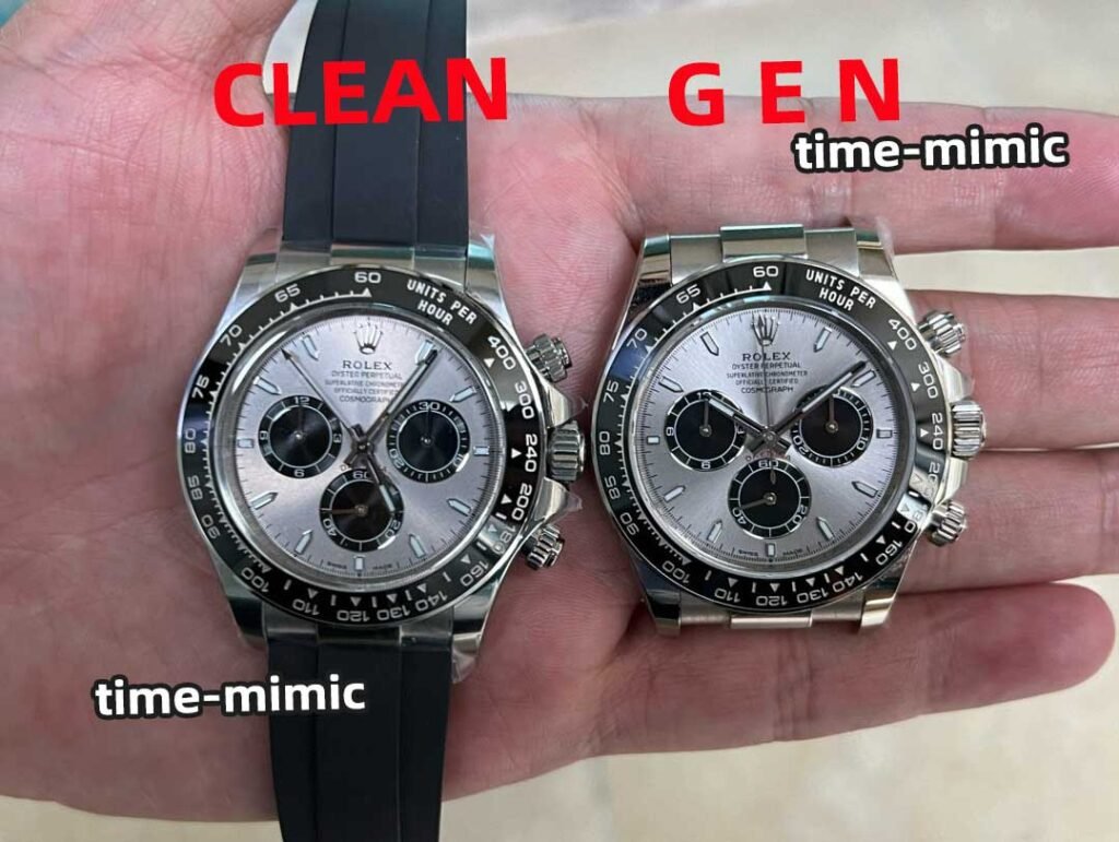 Clean Factory Rolex Cosmograph Daytona m126519ln Cement Grey 4131 Movement Replica watch vs Genuine:Natural light comparison shots(4)