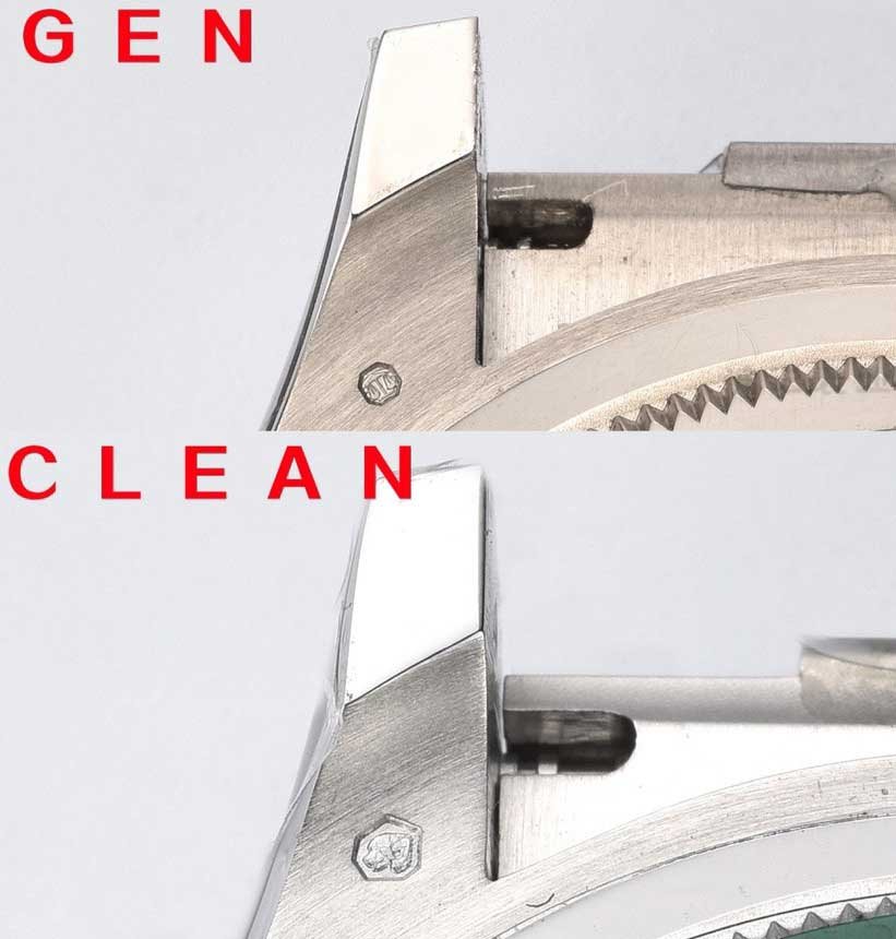 Clean Factory Rolex Cosmograph Daytona m126519ln Cement Grey 4131 Movement Replica watch vs Genuine:Rear lug comparison (1)