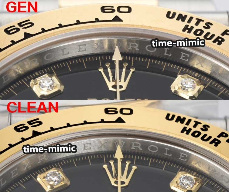 Genuine vs Replica: Clean Factory Rolex Daytona 126503 Two-Tone Diamond Markers 4131 Rolex Inner Bezel Engraving Comparison