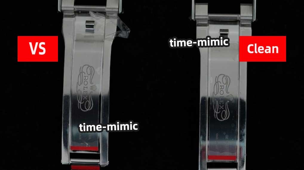 Rolex Daytona M126500LN VS Factory (Dandong 4131)vs. CLEAN Factory (Shanghai 4131):Detailed view of the clasp opening mechanism
