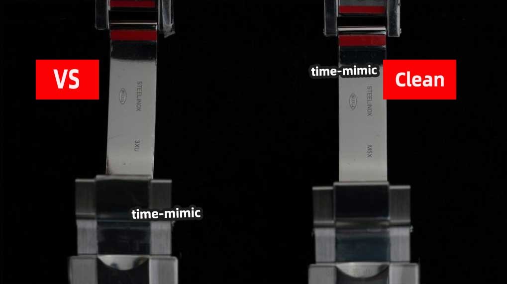 Rolex Daytona M126500LN VS Factory (Dandong 4131)vs. CLEAN Factory (Shanghai 4131):Detailed view of the clasp opening mechanism