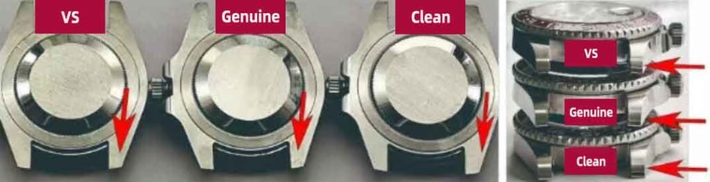 VS Factory Pepsi V3 vs Genuine & Clean Factory Watch case lug comparison