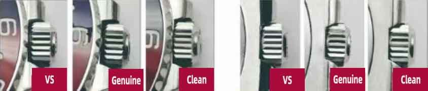 VS Factory Pepsi V3 vs Genuine & Clean Factory Watch crown comparison and evaluation