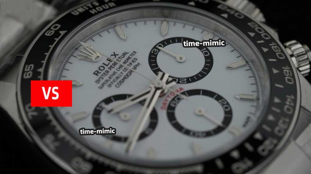 Rolex Daytona M126500LN-0001 Panda VS Factory (Dandong 4131):Dial font comparison