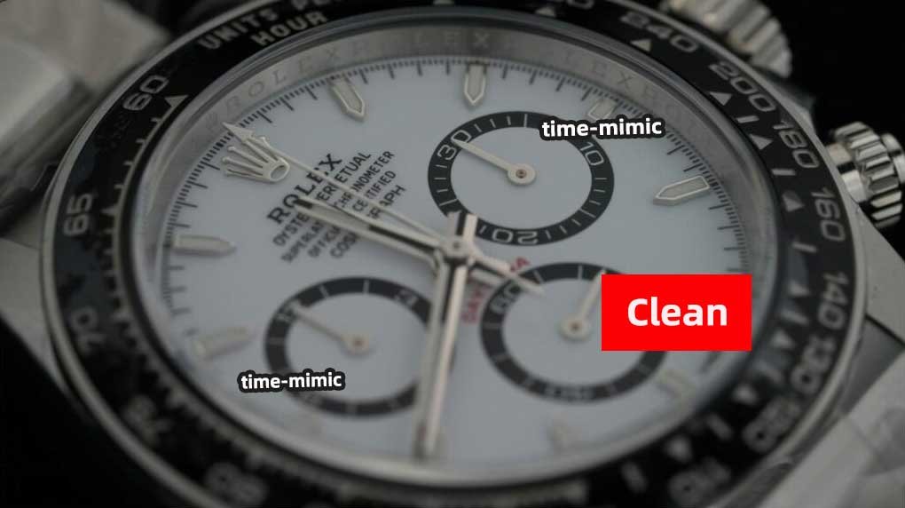 Rolex Daytona M126500LN-0001 Panda CLEAN Factory (Shanghai 4131):Dial font comparison