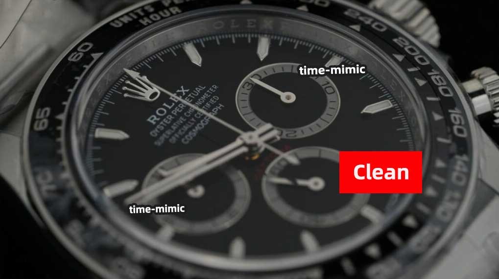 Rolex Daytona M126500LN-0002 black CLEAN Factory (Shanghai 4131):Dial font comparison