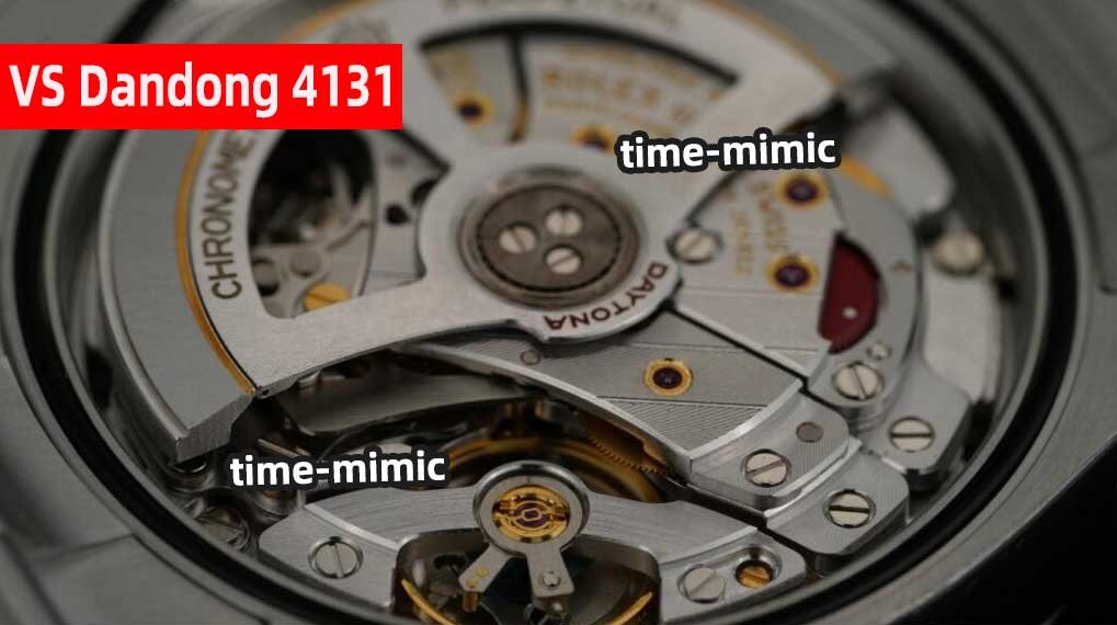 Rolex Daytona M126500LN VS Factory (Dandong 4131):movement shock absorbers Comparison