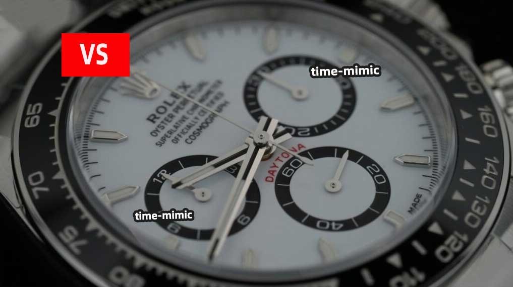 Rolex Daytona M126500LN-0001 Panda VS Factory (Dandong 4131):sub-dials and Hands comparison