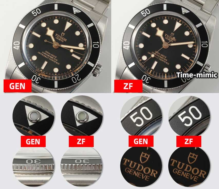 ZF Factory Tudor Black Bay 54 M79000N-0001 Replica Watch vs Real: Bezel & Dial Comparison