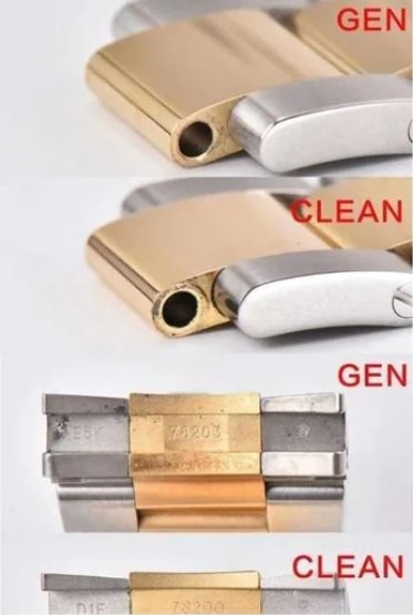 Clean Factory Rolex GMT-Master II 116713 Gold Super Clone vs Original:Bracelet Interiors Engraving Comparison