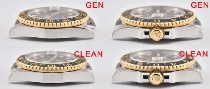 Clean Factory Rolex GMT-Master II 116713 Gold Super Clone vs Original:Case Comparison