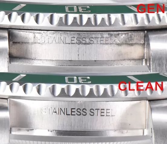Replica Watch Clean Factory Rolex Submariner 126610LV-0002 Super Clone vs Original -Case Interiors Engraving Comparison