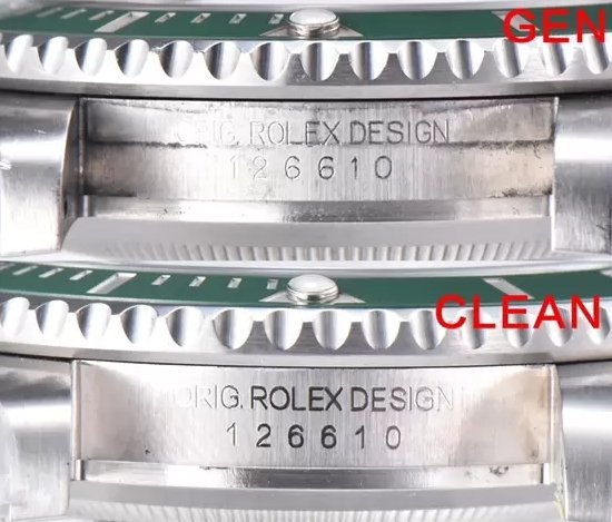 Replica Watch Clean Factory Rolex Submariner 126610LV-0002 Super Clone vs Original -Case Interiors Engraving Comparison
