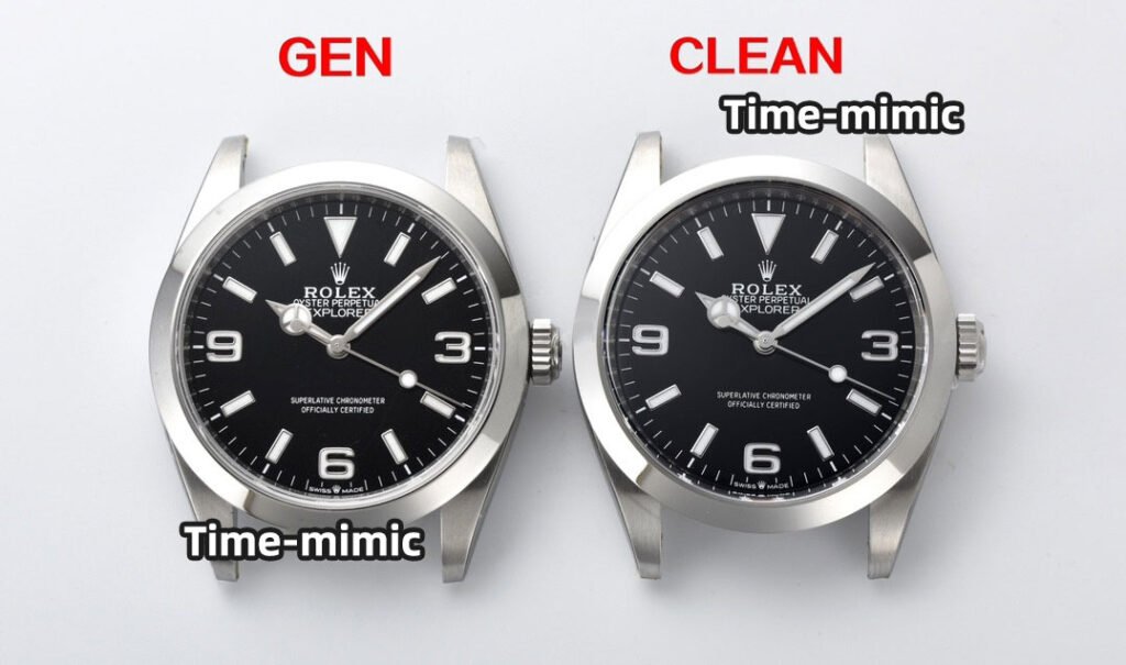 CLEAN Factory Rolex Explorer 224270 Super Clone Fake Watch vs Real:Case Front Comparison