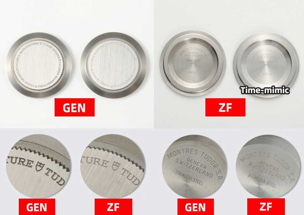 ZF Factory Tudor Black Bay 54 M79000N-0001 Replica Watch vs Real: Case back Engraving Comparison